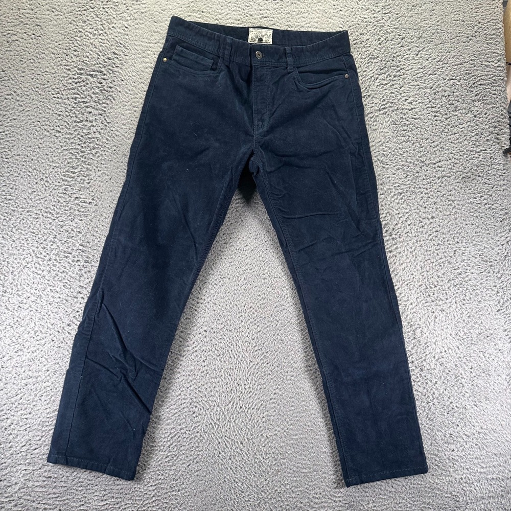 Copper & Oak Pant Mens 34x30 Blue Cotton Corduroy Chino Straight Preppy Career